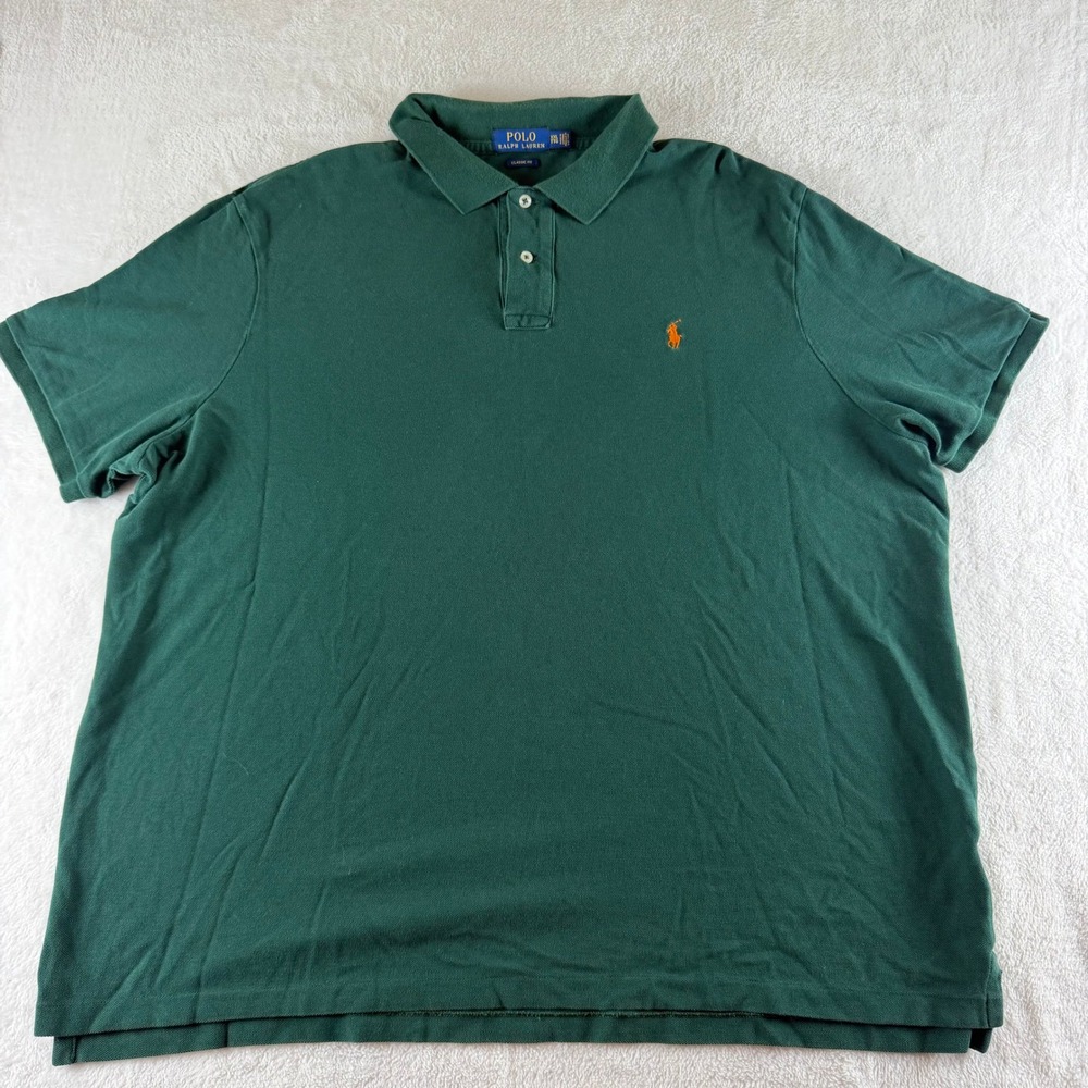 Polo Ralph Lauren Polo Shirt Classic Fit Green Mens XXL Short Sleeve Pique